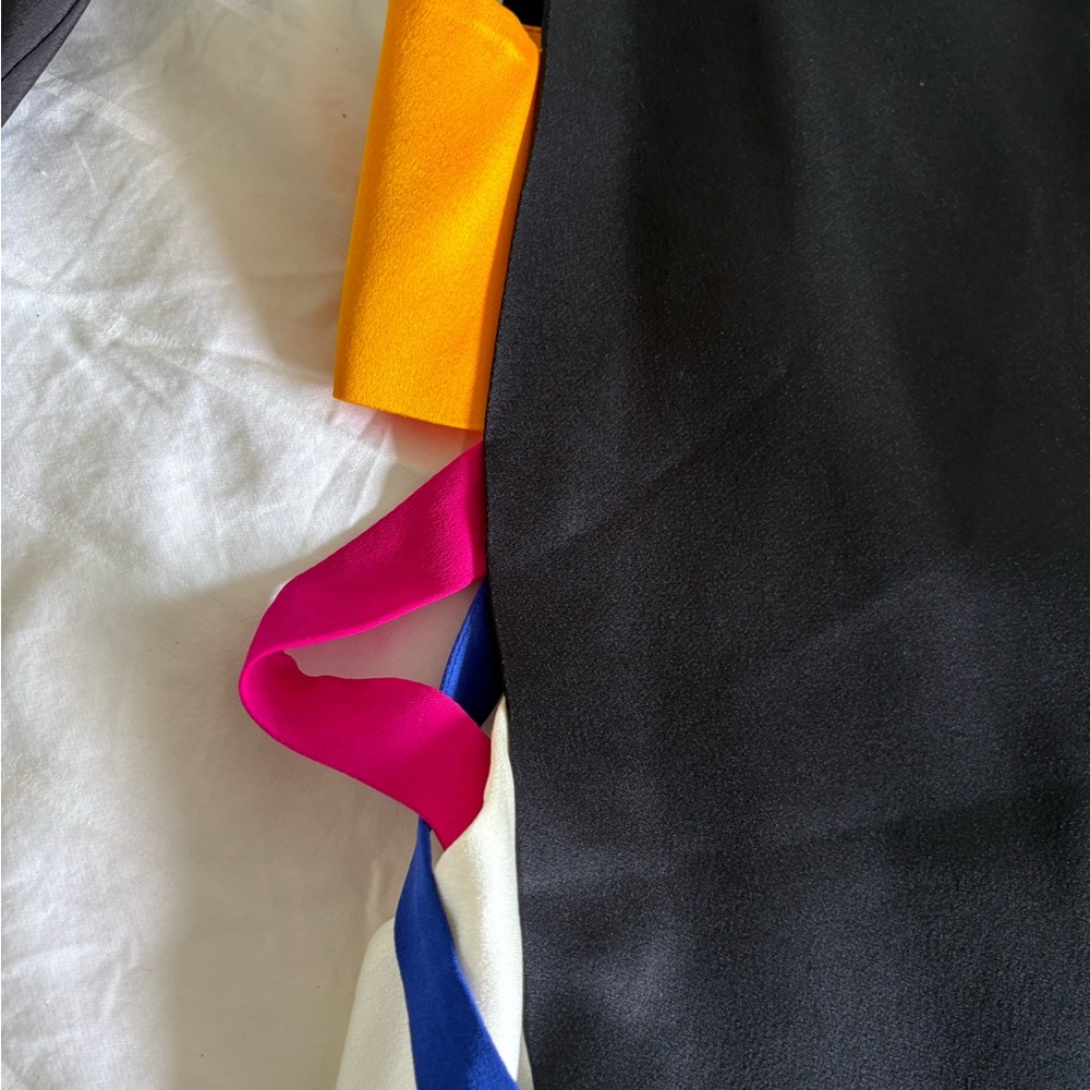 MSGM Black Midi Dress with Multicolor Side Ribbon Braids - Picture 4 of 9